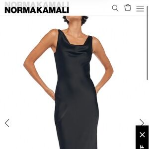 Norma Kamali Maria Gown  (black, satin, cowl neck)